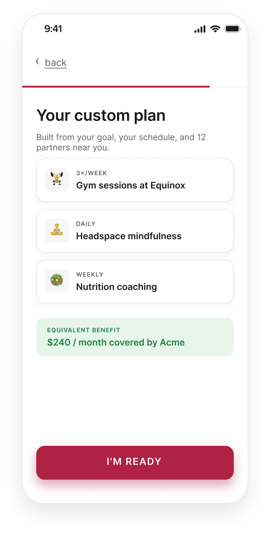 The onboarding plan screen in light mode.