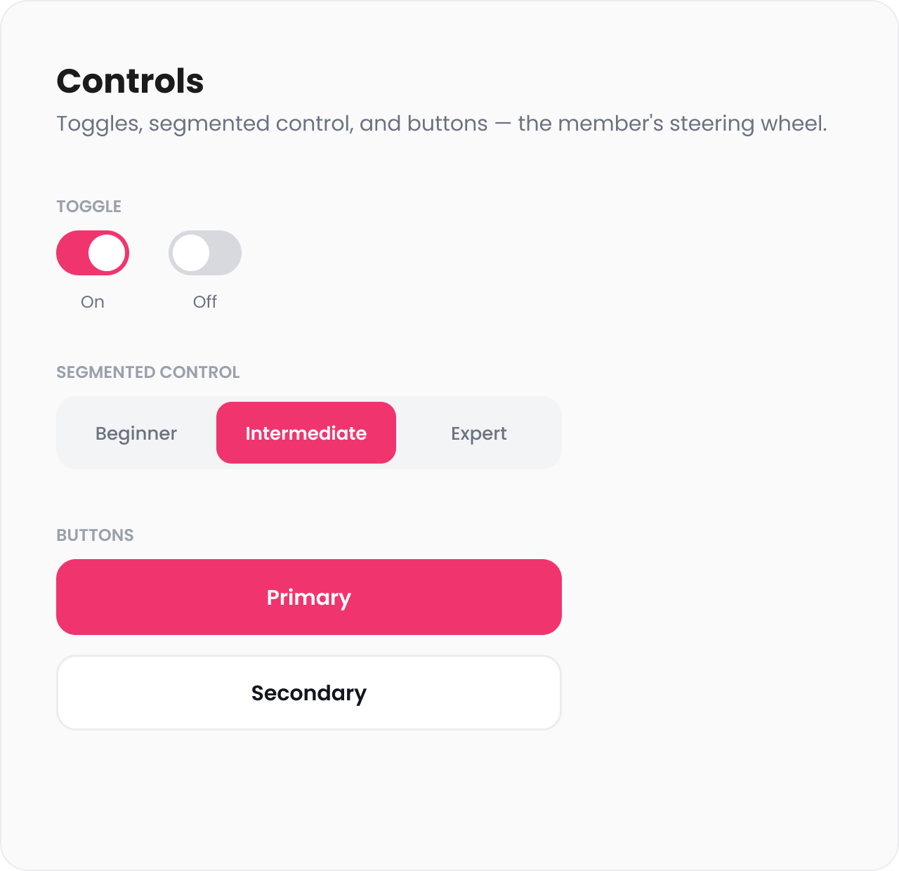 Controls component with variants.