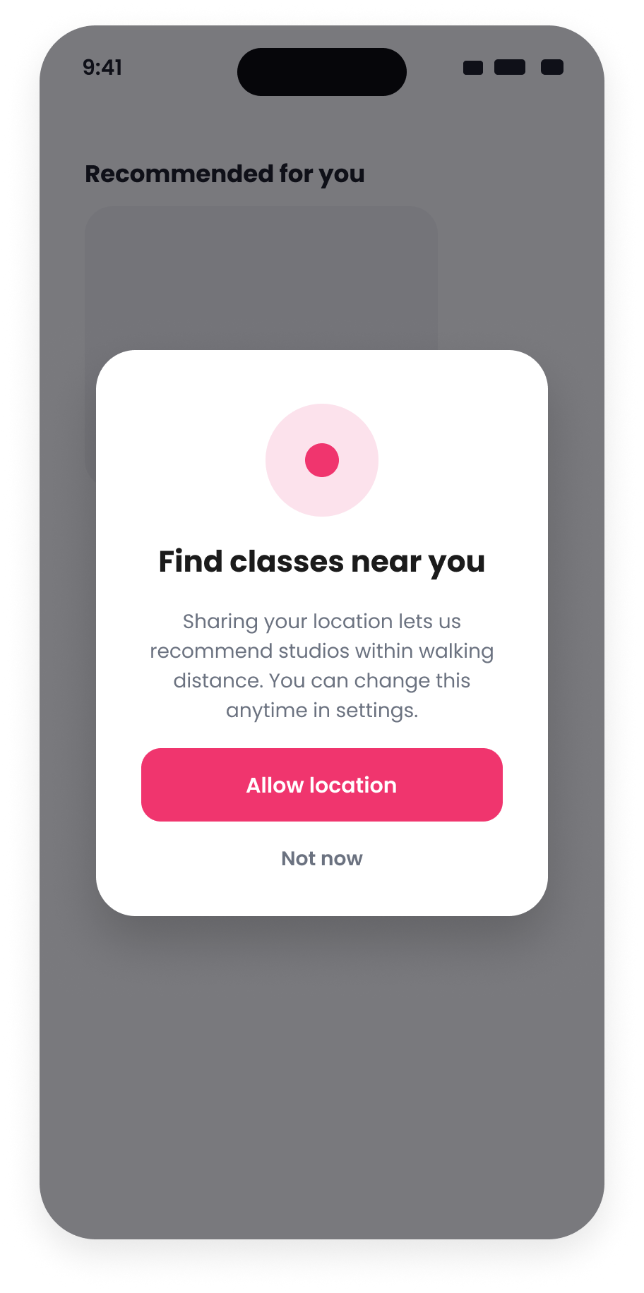 Location permission prompt.