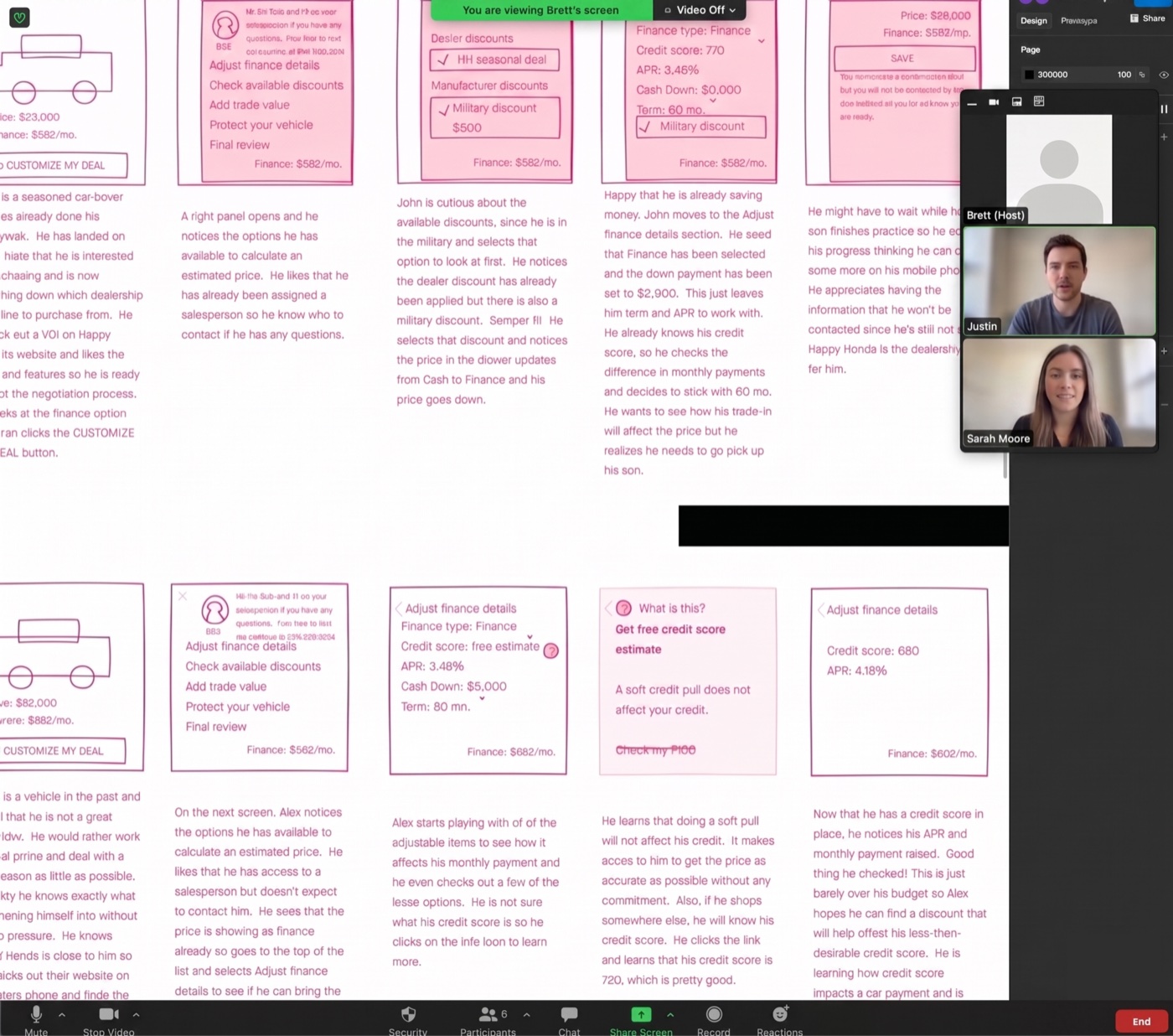 A July 2020 moderated usability session over Zoom with two shoppers walking through the prototype.